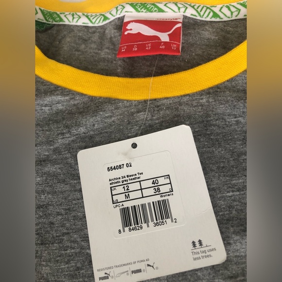 NWT Puma special archive (since 1948) 3/4 sleeve T-shirt - Picture 2 of 8